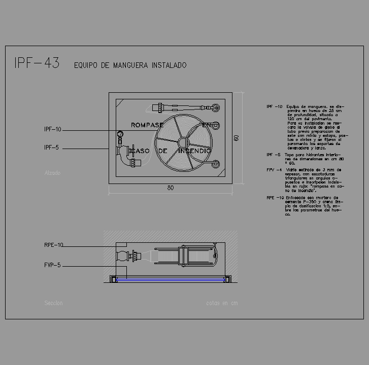 Bloque Autocad Equipo de manguera instalado